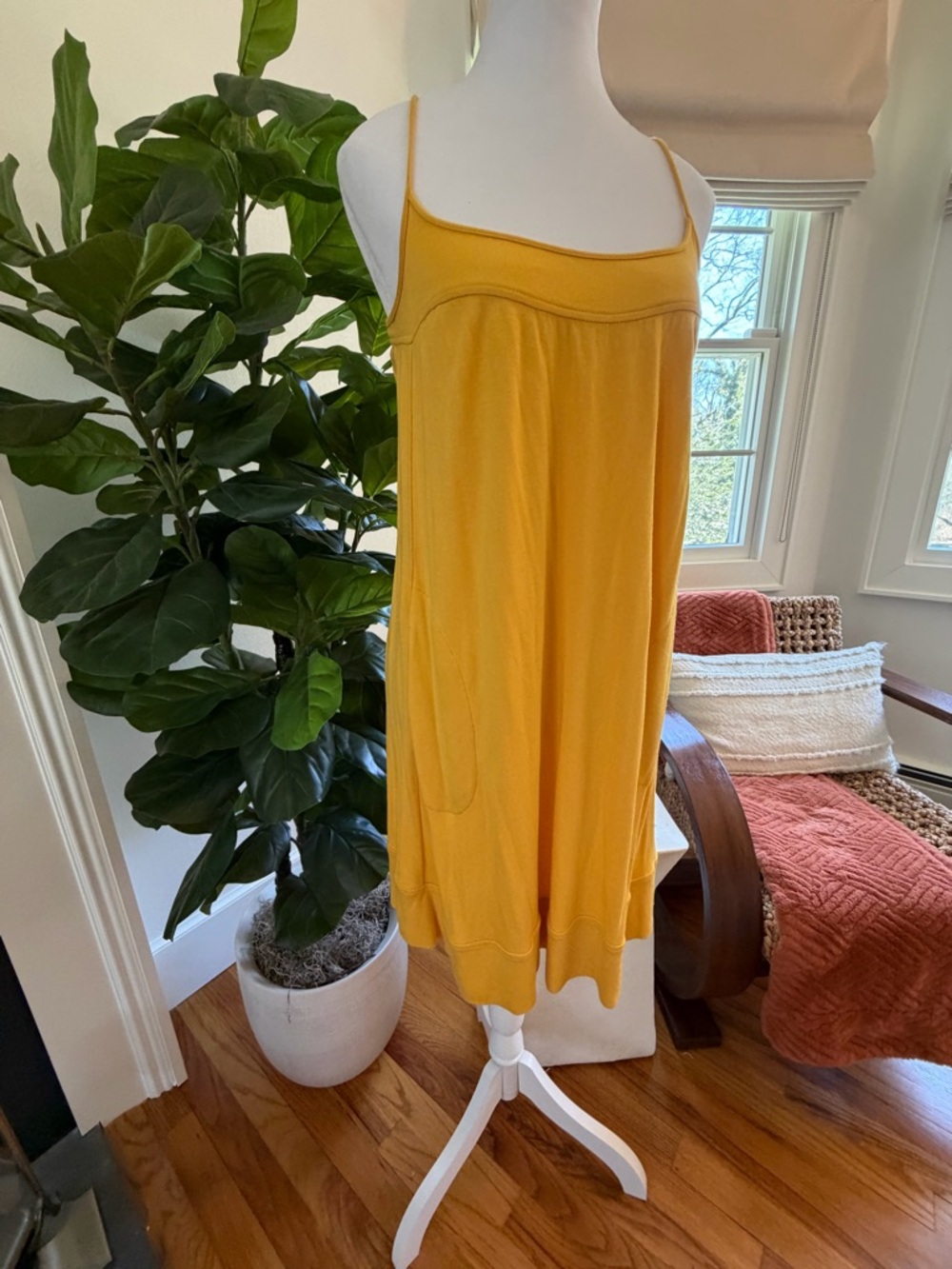 Diane Von Furstenberg Mustard Yellow Spaghetti Strap mini dress